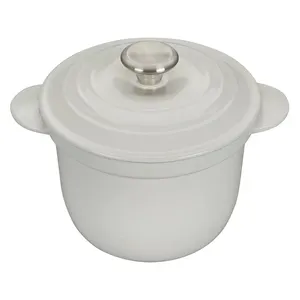 Utensilios para el hogar brillantes, olla de arroz de esmalte blanco de 18cm, superventas, utensilios de cocina, venta al por mayor, olla de Horno Holandés esmaltada, Mini hierro fundido, cada cocotte