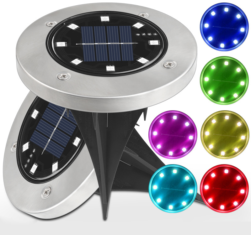 Садовый прожектор из нержавеющей стали Rgb, наружный светодиодный прожектор, светодиодный подземный светильник на солнечной батарее для украшения дорожек и газона