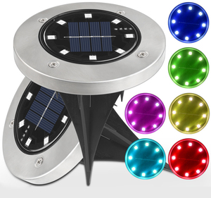 ไฟส่องสวนสแตนเลส RGB ไฟ LED ฝังดินกลางแจ้ง ไฟ LED พลังงานแสงอาทิตย์สำหรับตกแต่งสนามหญ้าและทางเดิน - Product Image 1
