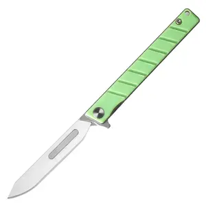 HWZBBEN Replaceable blade folding knife carbon steel G10 handle disposable surgical camping pocket knife