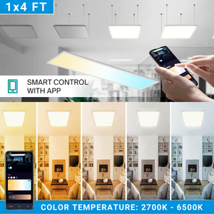 Pannello <span class=keywords><strong>LED</strong></span> Piatto Intelligente WiFi/Bluetooth con Controllo Tuya 1x4FT 2700K-6500K, Luce da Soffitto Quadrata Incassata/Sospesa per Aula e Ufficio - Product Image 3