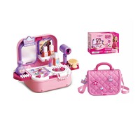 Kit de beauté DIY portable pour filles, jouet de simulation de maquillage, table de maquillage, miroir de beauté, sac de rangement portable