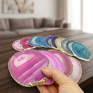Posavasos de Ágata Natural Rosa, Pulido, Forma Irregular, para Taza de Café, Té, Cerveza, Decoración de Bar - Product Image 1
