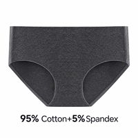 Culottes pour femmes en coton 95% sans couture, respirantes, antibactériennes, à taille mi-haute, en coton véritable