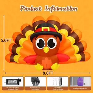 Decoraciones Personalizadas para Fiestas de Acción de Gracias en Interiores y Exteriores con Luces LED Integradas, Pavo de Cola Larga Impreso y Figura de Peregrino Pequeña - Product Image 6