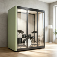 Cabine Acoustique Insonorisée pour 4 Personnes, Mobile, avec Cadre en Aluminium, Hauteur Réglable, pour Bureau Privatif, Réunion, Conférence, Réception