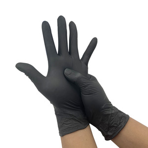 قفازات مطبخ من النتريل للبيع بالجملة 100 قطعة، قفازات نتريل سوداء وزرقاء قياس 9 بوصة للاستعمال مرة واحدة مجانا - Product Image 1