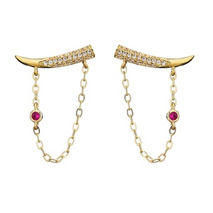 Lakor EP5169สายโซ่หรูหราแขวนอยู่แตรคริสตัลทองเงางามพร้อมต่างหูสีแดง2022เครื่องประดับพรีเมี่ยม - Product Image 6