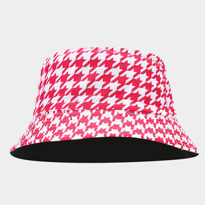 Chapeau de pêcheur réversible imprimé pied-de-poule d'été Trendy Outdoor All-Matching Sun Hat Holiday Vacation Bucket Hat - Product Image 6