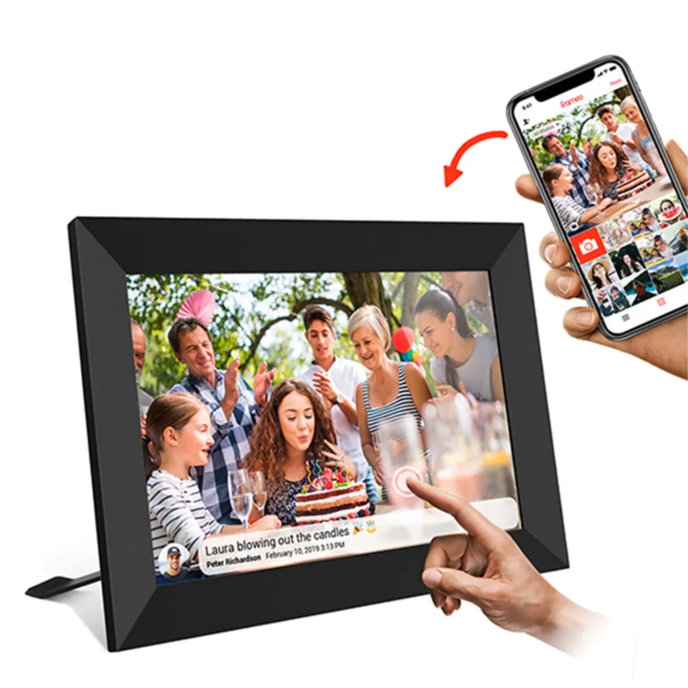 Wifi digital picture frame 8 inch smart digital photo frame with easy setup to share photos videos via free frameo app