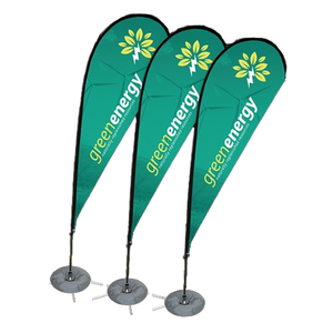 Drapeau publicitaire extérieur personnalisé imprimé, à base d'eau, en métal, style plume, promotionnel, géant, avec mât en fibre de verre - Product Image 1