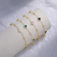 Bracelet trèfle à quatre feuilles pour femme, bijoux en pierre naturelle, jonc ouvert électroplaqué, vente en gros