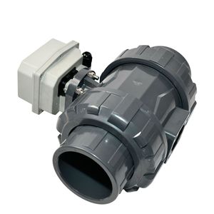 Vanne à boisseau sphérique électrique Tonhe DN80 UPVC à raccordement par collier avec commande manuelle pour eau et air - Product Image 4