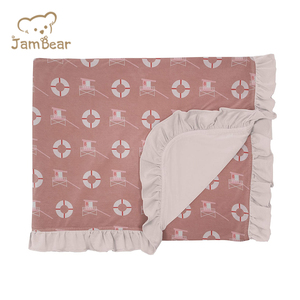 Manta con volantes <span class=keywords><strong>de</strong></span> bambú, manta envolvente para bebé, <span class=keywords><strong>Jersey</strong></span> orgánico, manta <span class=keywords><strong>de</strong></span> <span class=keywords><strong>canastilla</strong></span> para bebé, envoltura sostenible para bebé - Product Image 3