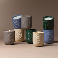 AIKUN Bougie parfumée en céramique avec mèche en bois, motif gaufré, design unique, emballage OEM, contrôle qualité, pour le bureau
