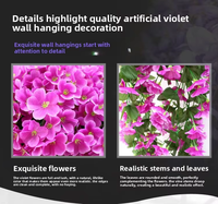 Venta al por mayor de fábrica: Flores artificiales de orquídea violeta para colgar en la pared, hortensias grandes de seda, guirnaldas de flores para decoración de balcones y bodas.