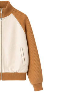 Chaqueta de Punto con Cierre y Mangas de Cuero Sintético de Primera Calidad para Hombre, Cuello Acanalado, Ropa de Abrigo Informal de Invierno, Abrigo Elegante y Moderno - Product Image 4