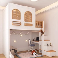 Lit superposé JS Custom pour enfants avec maisonnette dans les arbres, escalier, bureau d'étude, structure en bois massif, lit surélevé, tiroirs de rangement, design moderne, respectueux de l'environnement