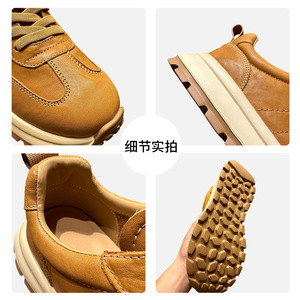 Zapatillas de Piel de Caballo QHCCID con Suela de Goma y Tacón Bajo, Zapatos Casuales Acolchados para Hombre, Estilo para Caminar de Uso Diario - Product Image 5