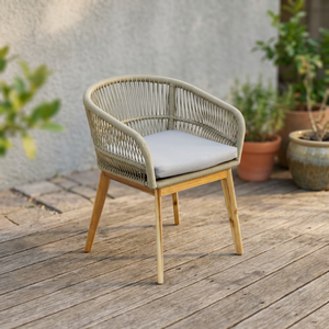 Chaise de jardin contemporaine en bois avec coussin en mousse, pieds coniques en pin, surface moquettée, écologique et durable, mobilier d'extérieur - Product Image 6