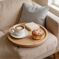Plateau d'accoudoir de canapé paresseux de couleur en bois plateau rond pliable Portable pour accessoire de canapé multifonctionnel d'accoudoir de canapé
