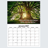 Calendario de Pared Mensual y Anual 2026 2027 Personalizado a Todo Color, Calendario de Pared en Braille con Impresión de Logotipo, Venta al Por Mayor