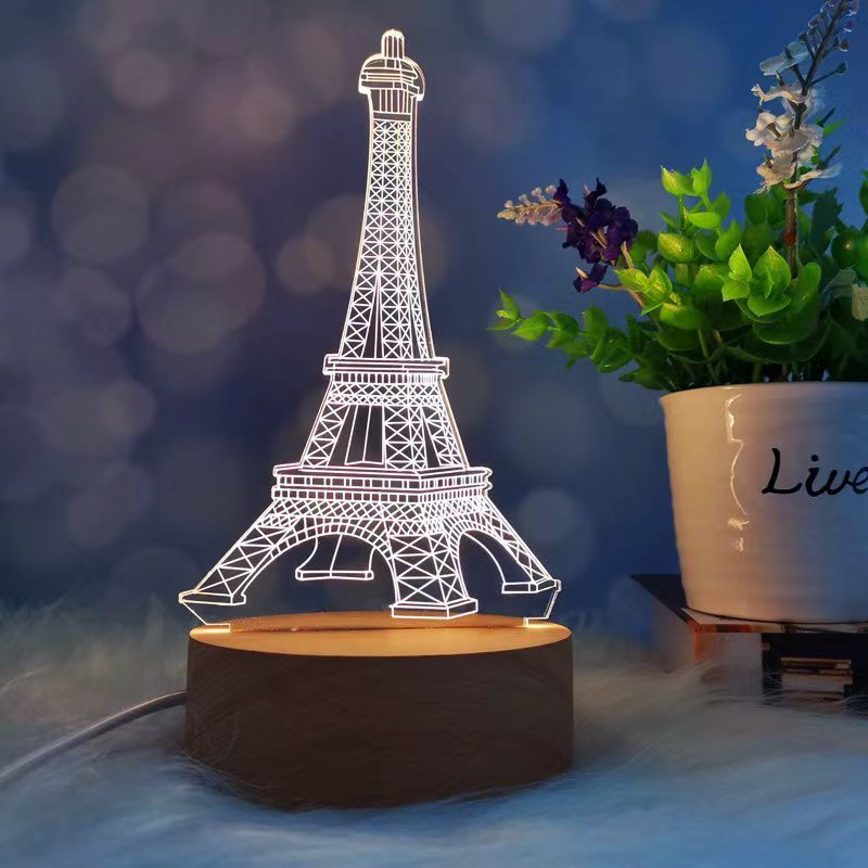 Bedroom Small Led Lamp Base Night Light 3d 2025 Acrylic Led Cordless Sleeping Kid 30 Eco-friendly CE Modern