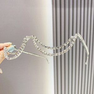 Women's Rhinestone Decorated Double Layer Metal Eyeglass <b>Frames</b> <b>Round</b> Half <b>Frame</b> Without Lenses Gold And Silver Color - Product Image 1