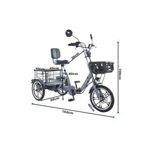 Tricycle électrique pliable à propulsion arrière 48V 350W, vitesse maximale 25 km/h, pneus de 16 pouces, avec châssis en acier, type ouvert et fermé - Product Image 5