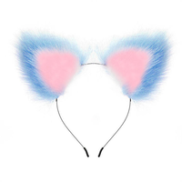 Ensemble de 4 plugs anaux en fourrure bleue, noire et blanche avec collier et pinces pour les seins, en acier inoxydable, avec queue de renard, pour femme