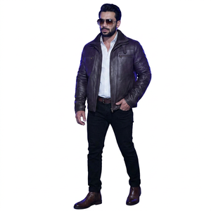 High Quality Men's <b>Winter</b> <b>Leather</b> <b>Jacket</b> for Outdoor Riding New Arrival Custom Black Biker Windproof <b>jacket</b> for men - Product Image 1