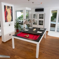 Table de Billard Convertible et Multifonctionnelle 3-en-1 avec Plateaux Table à Manger et Tennis de Table, à Vendre