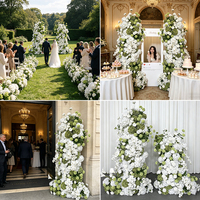 Arche florale de luxe blanche et verte, fleurs artificielles, rose, hortensia, calla, arrangement pour la décoration de cérémonie de mariage