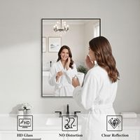 Miroir de salle de bain mural rectangulaire sans cadre, éco-responsable, en verre, design moderne, personnalisable pour appartement, villa, salle de sport