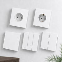 Prise murale KESHIQI durable, design moderne de luxe, ultra-fine, bouton poussoir, prise EU Schuko 10A, interrupteurs muraux 1/2 voies