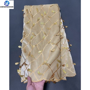 חם אפליק אפליק אפליק בד תחרה רקמת בדים באיכות גבוהה חומר רך נשים המפלגה קטיפה שמלות - Product Image 2