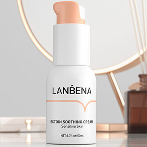 Crème visage réparatrice anti-allergique et apaisante pour peaux sensibles, blanchissante, marque privée LANBENA, à l'ectoïne - Product Image 1