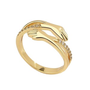 Anillo de Pareja con Diseño de Abrazo, Versión Coreana, Estilo <span class=keywords><strong>Jane</strong></span> <span class=keywords><strong>Eyre</strong></span>, Anillo Abierto con Circonita - Product Image 4