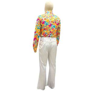 Costume hippie des années 70 pour hommes, chemisier rétro coloré à manches longues pour scène, danse, discothèque, fête, Halloween, cosplay, polyester - Product Image 5