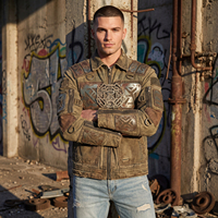 Veste en jean matelassée décontractée verte patchwork OEM ODM respirante à col montant et fermeture éclair coupe ample
