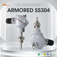 WTsensor PCT220 Pemancar Suhu Berpelindung dengan Probe Platinum Resistance RTD 8mm 4-20mA 0.5%FS -50~250C IP65 SS304