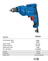 Perceuse à percussion ADTO 400W 220V, 0-4300 tr/min, vitesse variable, moteur à balais, perceuse électrique pour la construction, la rénovation, le perçage du métal et du bois