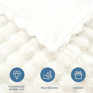 Kem Trắng Nữ Hoàng Kích Thước 80 "X 90" Giường Chăn Thêm Lớn Sang Trọng Mềm Mại Faux Thỏ Lông Mùa Đông Ấm Cúng Chăn Chăn - Product Image 4