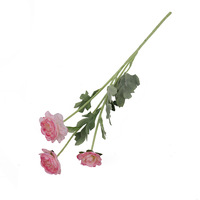 Fleurs artificielles en soie de lotus et de camélia à trois têtes pour décoration murale et intérieure, technique de flocage pour mariage
