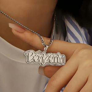 สร้อยคอชื่อสั่งทำ สแตนเลสชุบทอง 18K สองชั้น ประดับเพชรซิร์คอน จี้ชื่อแบบส่วนตัว ของขวัญเครื่องประดับสำหรับผู้หญิง - Product Image 1