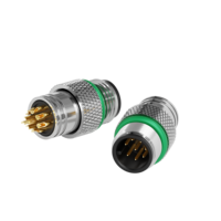 Connecteur circulaire mâle LSHITECH M12 A-Code 8 broches, étanche IP67 pour systèmes robotiques et AGV