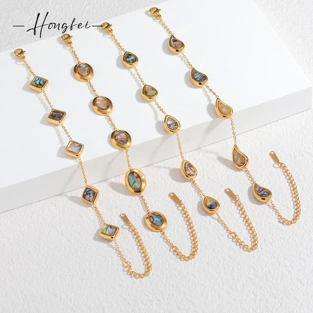 Stainless Steel 18k PVD Gold Plated Non Tarnish Water Proof Water Drop Shaped Bracelet Women