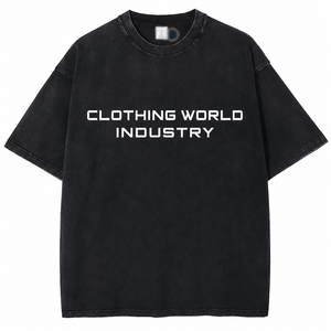 Camiseta Negra Oversize con Lavado Ácido, Estampado de Logotipo Personalizado, Unisex, Premium, 100% Algodón, Ecológica, de Secado Rápido, Estilo Urbano - Product Image 1