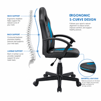 Chaise de jeu moderne en cuir PU bicolore avec accoudoirs fixes à boucle, réglage de hauteur de 12 cm, pour bureau à domicile et étude