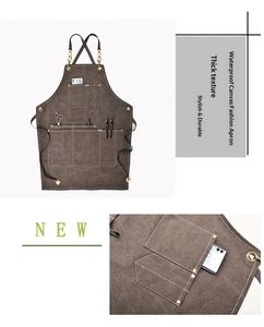 Tablier sans manches en toile de coton couleur unie avec logo personnalisé pour café, jardinage, peinture, usage en salon de thé, écologique - Product Image 6
